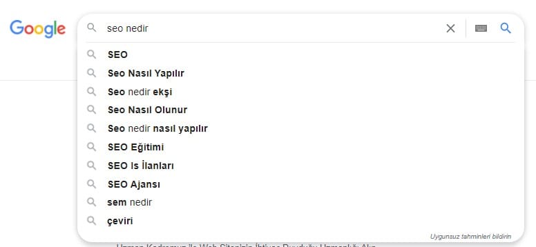 Google ençok aranan ilgili arama kelimelerini bulmak