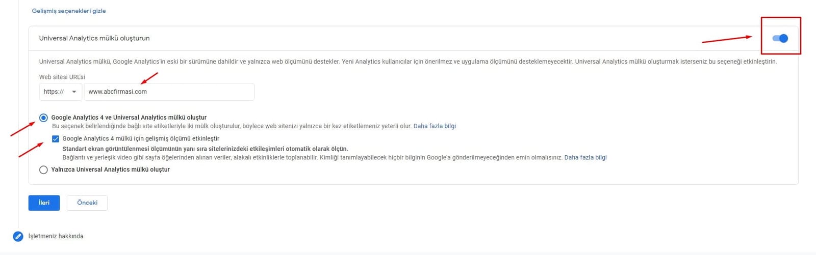 Google Analytics 4 Mülk Oluşturma