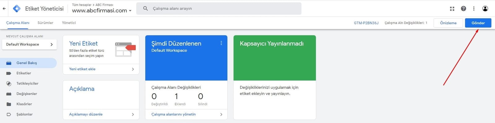 Google Tag Manager Son Aşama: Gönder