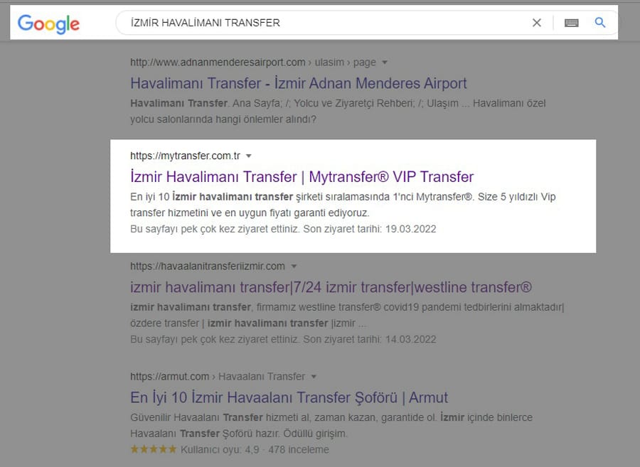 Google Arama Sonucu Sıralaması