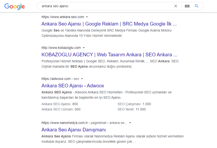 Google arama sıralaması