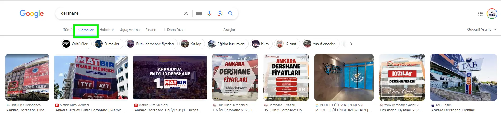 Google Görseller Bölümünde Anahtar Kelime Arama