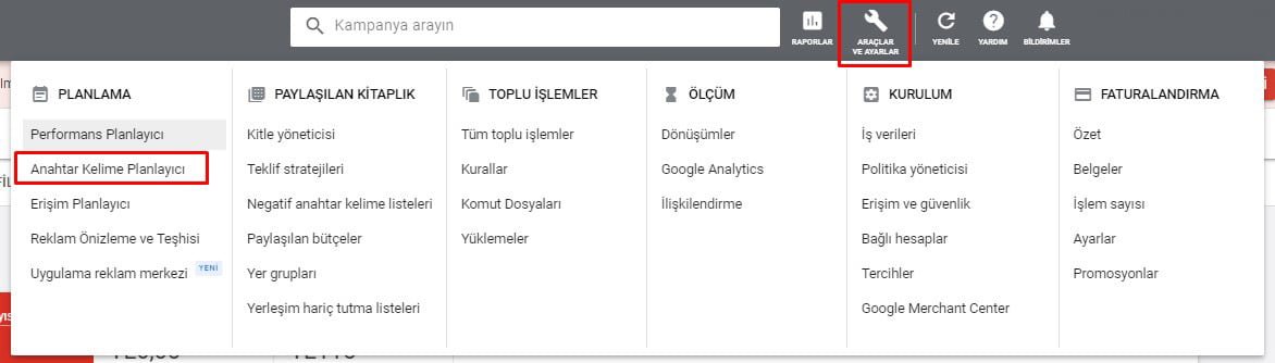 Google Ads Anahtar Kelime Planlayıcı